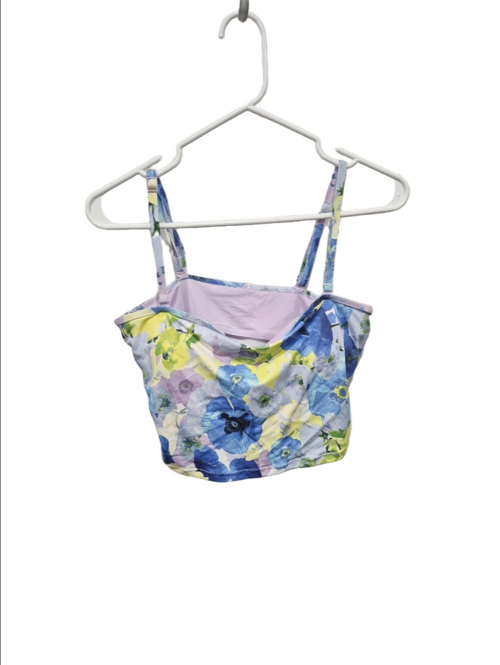 ​Aerie Real Good Floral Longline Bandeau Bikini Top Blue Purple Yellow Large
